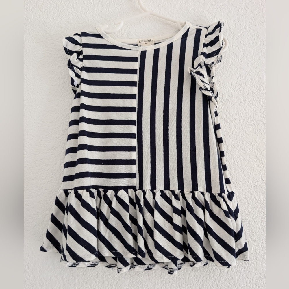 Crewcuts Black and White Striped Dress 4-5